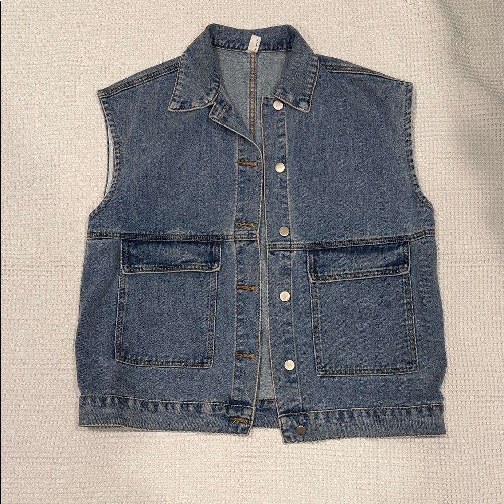 Shop Luna B Denim Sleeveless Vest